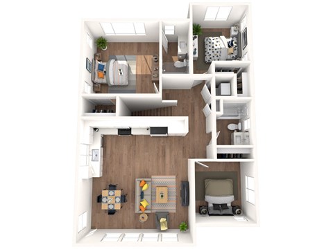 Floor plan for 3 beds, 2 baths, 1200 sqft